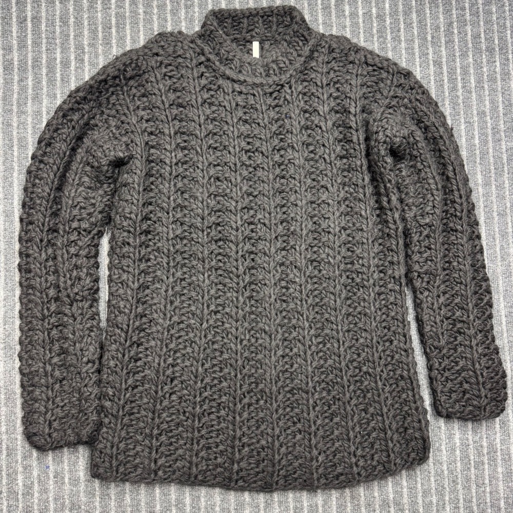 Ready to Fish Womens Chunky Knit Sweater Size 34 Gray Wool Alpaca Blend Textured